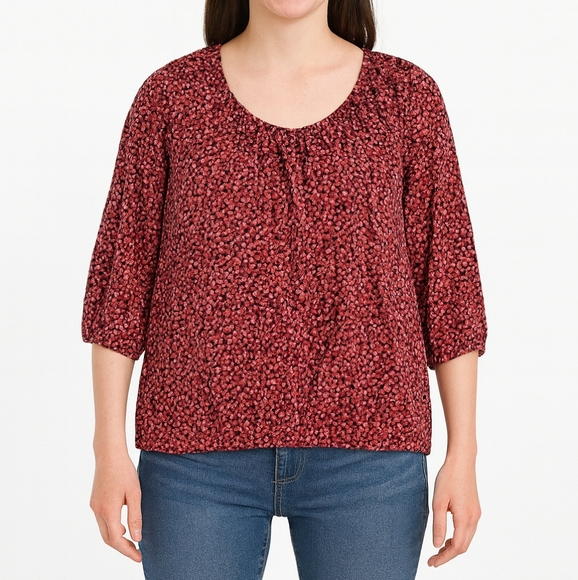 MICHAEL Michael Kors Tops - Michael by Michael kors Women's pink and red elbow sleeve patterned top size L